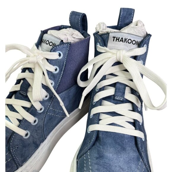 Thakoon Blue Custom Hand-Dyed High-Top Sneakers Tennis Shoes SZ 37 New In Box - Picture 7 of 12